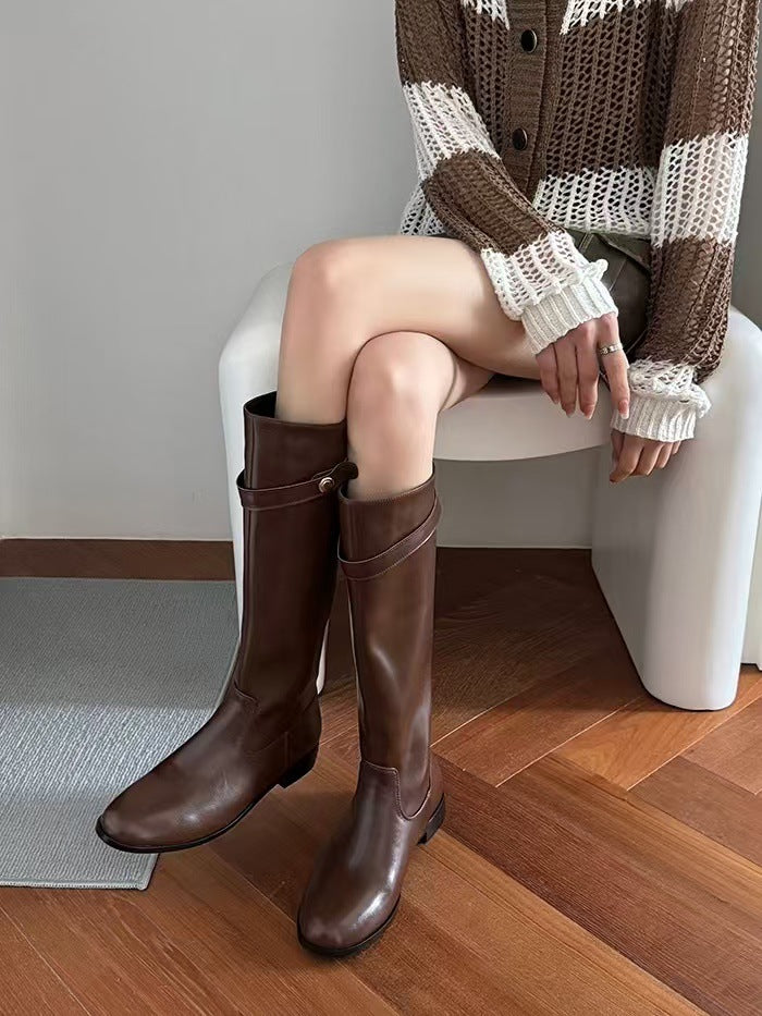 Paris Gold Coin Chunky Platform Long Tube Casual Shoes