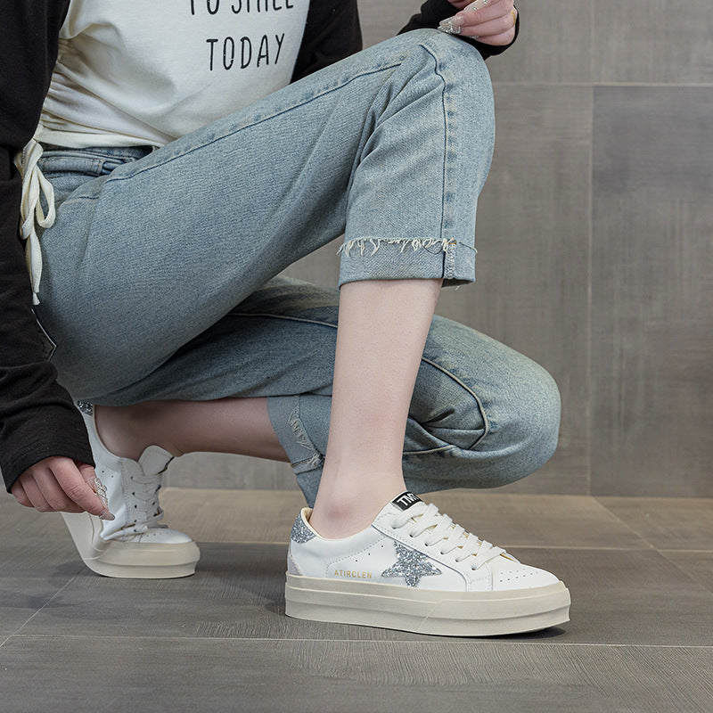 Women's Platform Sports Leisure Flat Lace Up Sneakers