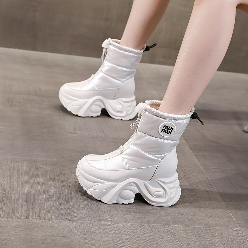Thick Bottom Height Increasing Insole Fleece-lined Snow Boots
