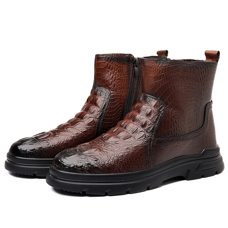Men's Winter Genuine Cotton Warm Wool Short Snow Boots