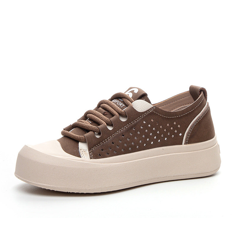 Women's Summer Genuine Platform Hollow Breathable Comfortable Sneakers