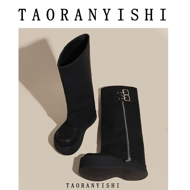 Thick Bottom Knee-high Below The Knee Boots