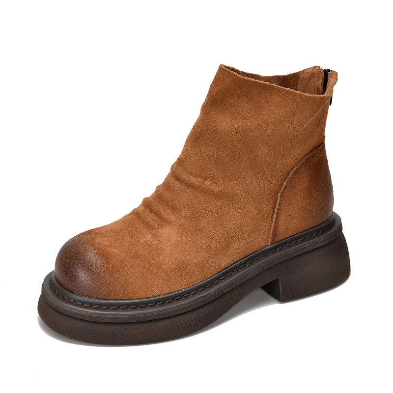Women's Fashion Platform Worker Genuine Short Retro Boots