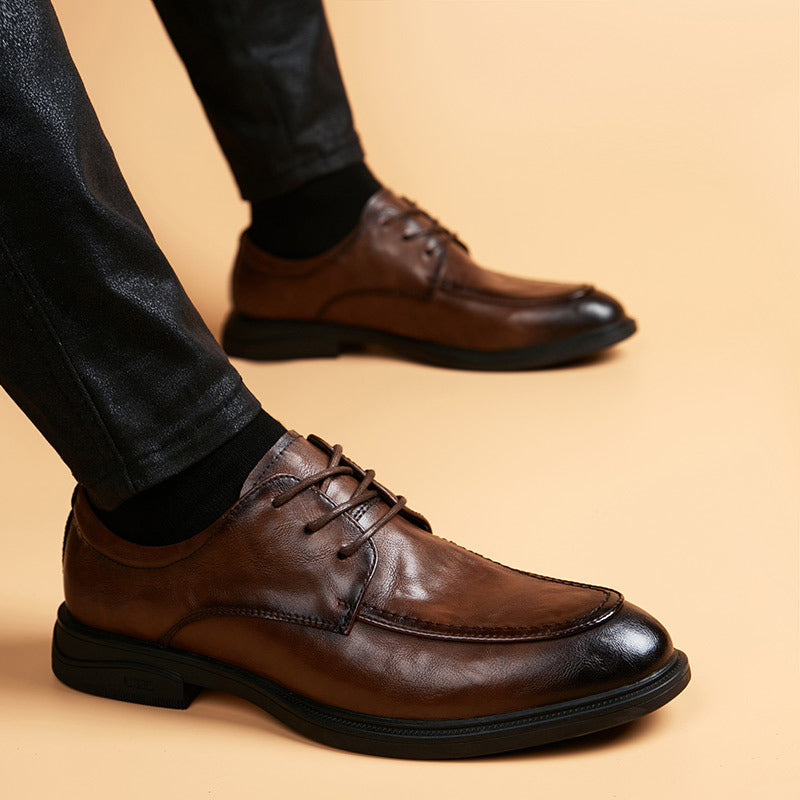 Bottom Business Height Increasing Insole Genuine Leather Shoes