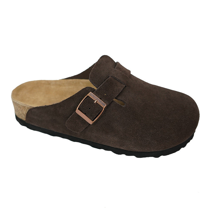 Version Toe Cap Genuine Cork Half Sandals