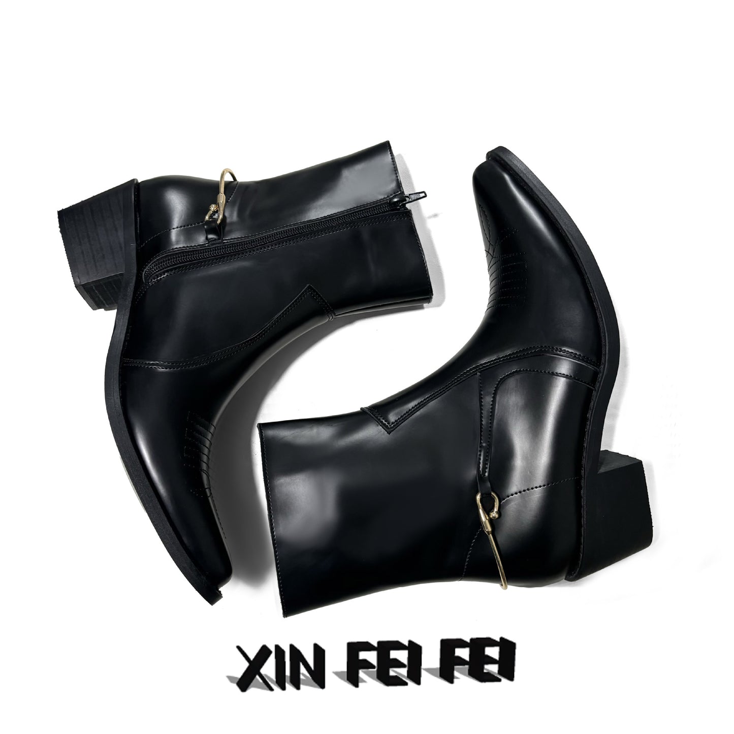 Men's Chelsea Black Personalized Fashion Side Zip Boots