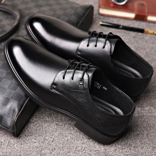 Men's First Layer Cowhide Business Pumps Soft Bottom Surface Leather Shoes
