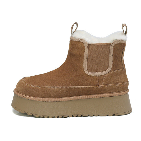 Real Fur Winter Thick Veet Fashionable Warm Short Snow Boots