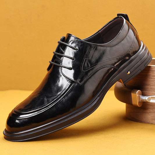 Men's Layer Cowhide Business British Style Formal Leather Shoes