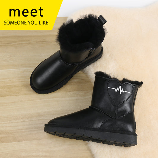 Women's Thickened Real Winter Fur Integrated Cotton Snow Boots