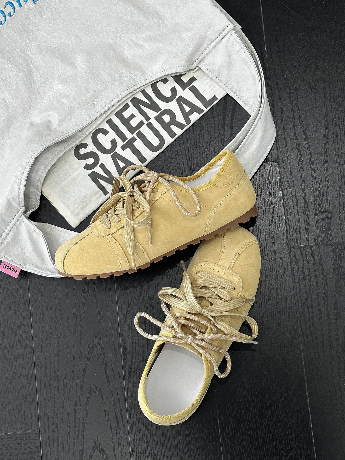 Women's Spring Flat Top Layer Pig Bud Training Stylish Lightweight Leisure Women's Casual Shoes