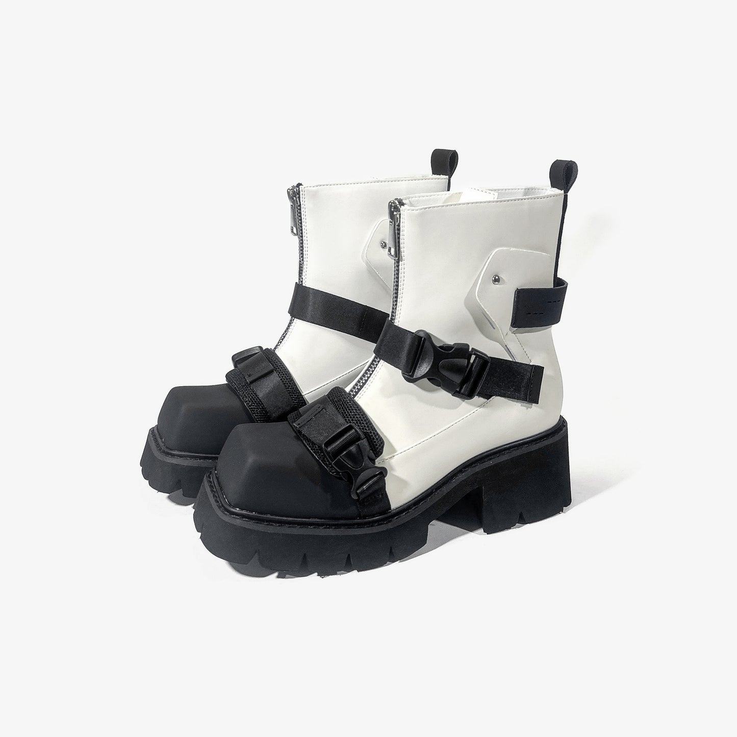 Tide Square Head Niche Black Warrior Mobile Boots