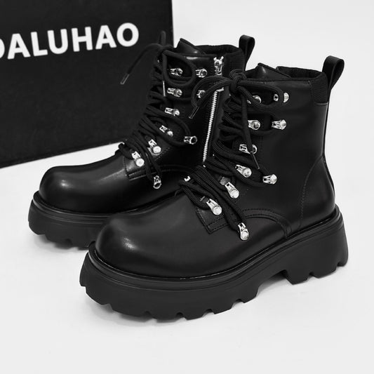 Men's Zipper Chelsea Martin Height Increase Device Boots