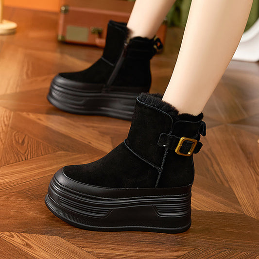 Women's Increasing Insole Winter Thick-soled Small Short Real With Snow Boots