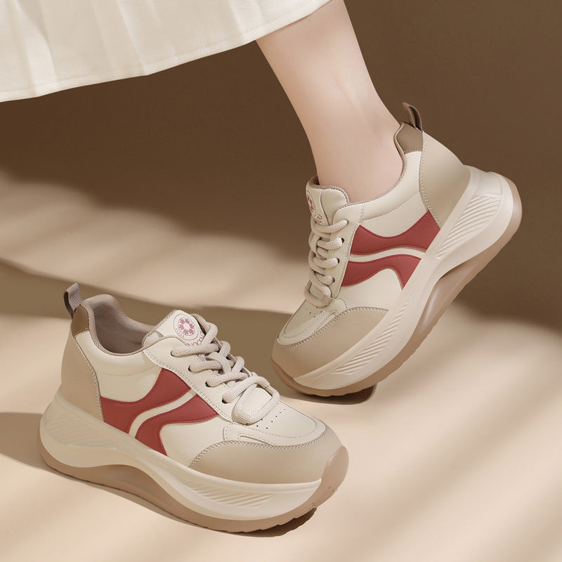 Women's Genuine Elevator Dad White Pumps Autumn Casual Shoes