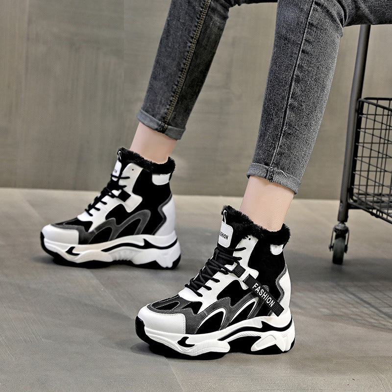 Women's Korean Style Platform Wedge Hidden Cotton Heels