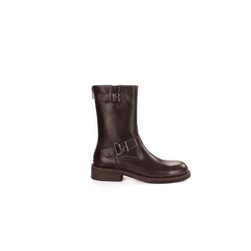 Women's Fashionable Buckle Design Martin Round Toe Boots