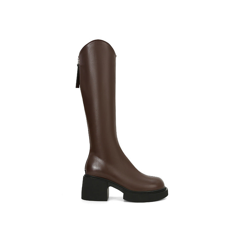 Women's Slimming V Cut Back Zipper Chunky Platform Boots