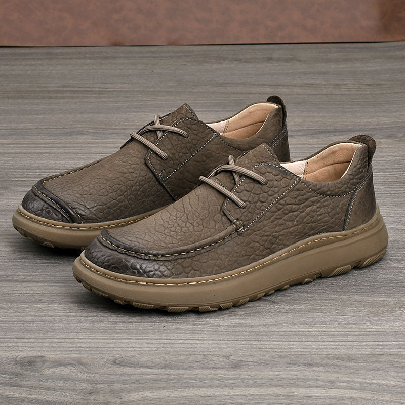 Men's Layer Cowhide Easy To Match Breathable Elephant Pattern Low Men's Casual Leather Shoes