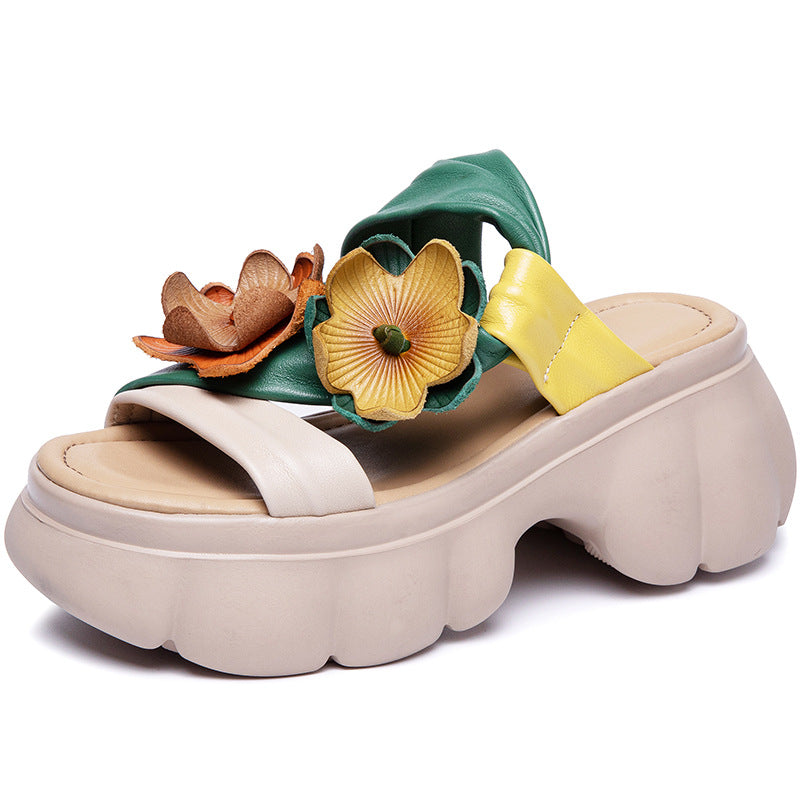Women's Outdoor Wear Summer Retro Artistic Ethnic Style Genuine Assorted Slippers