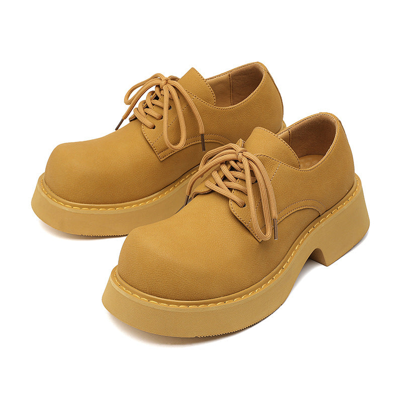 Men's Spring Platform Fashion Mid Derby Leather Shoes