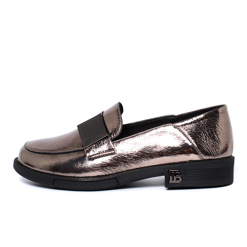 Women's British Style Chunky Single-layer Flat Slip-on Casual Shoes
