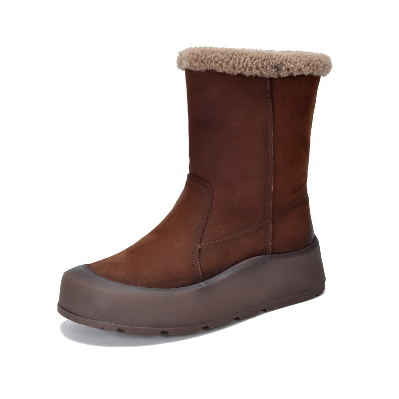 Women's Cattlehide Surface For Retro Leisure Pump Two-way Boots