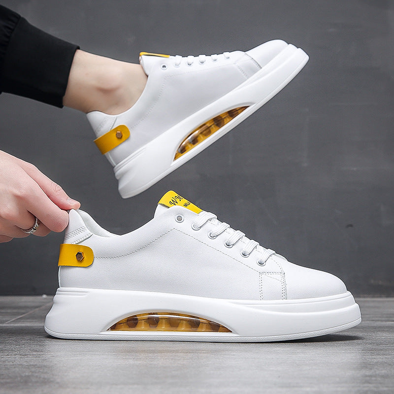 Men's Korean White Thick-soled Trendy Breathable Height Increasing Sneakers