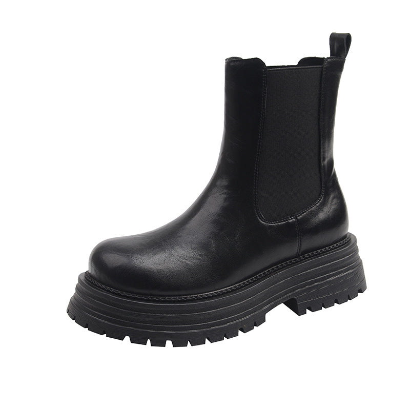 Women's Chelsea Smoke Pipe Big Tube Circumference Women's Leather Boots