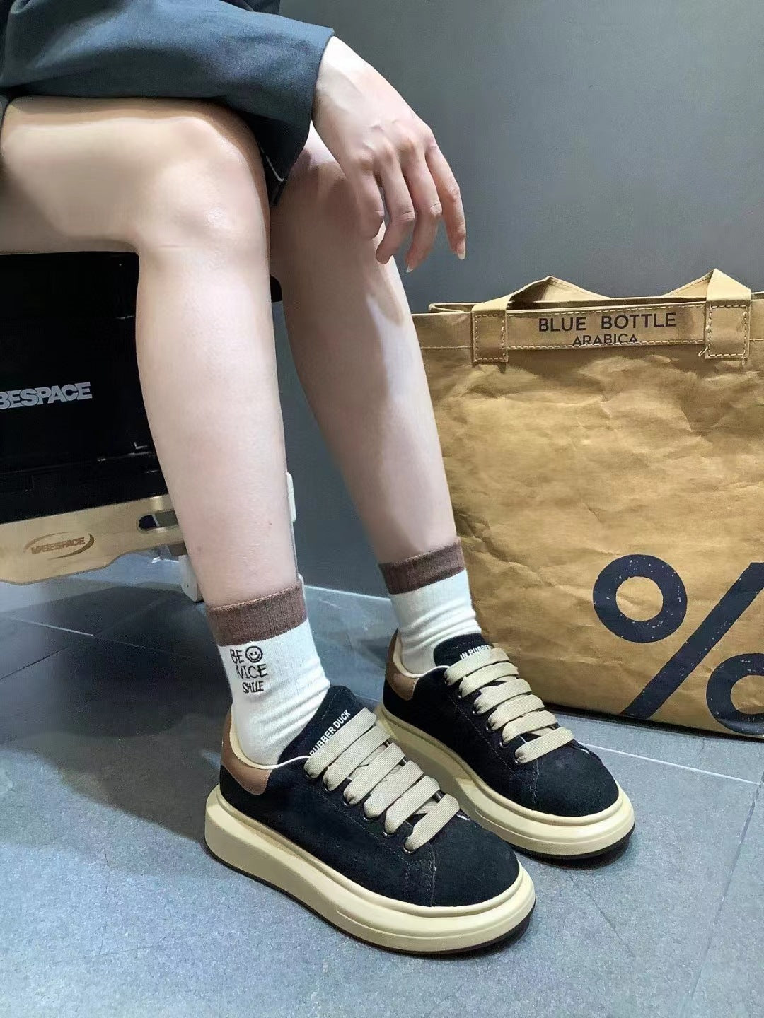 Women's Color Matching Fashionable Versatile Height Increasing Sneakers