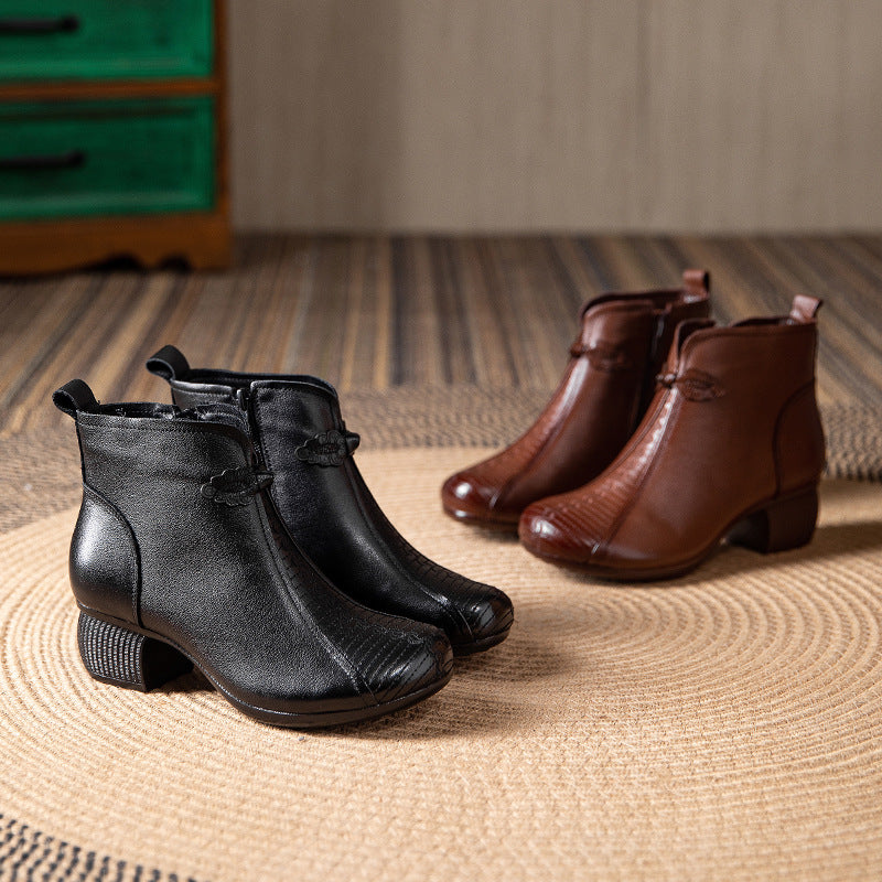 Women's Ankle Soft Bottom Mid Chunky Retro Boots
