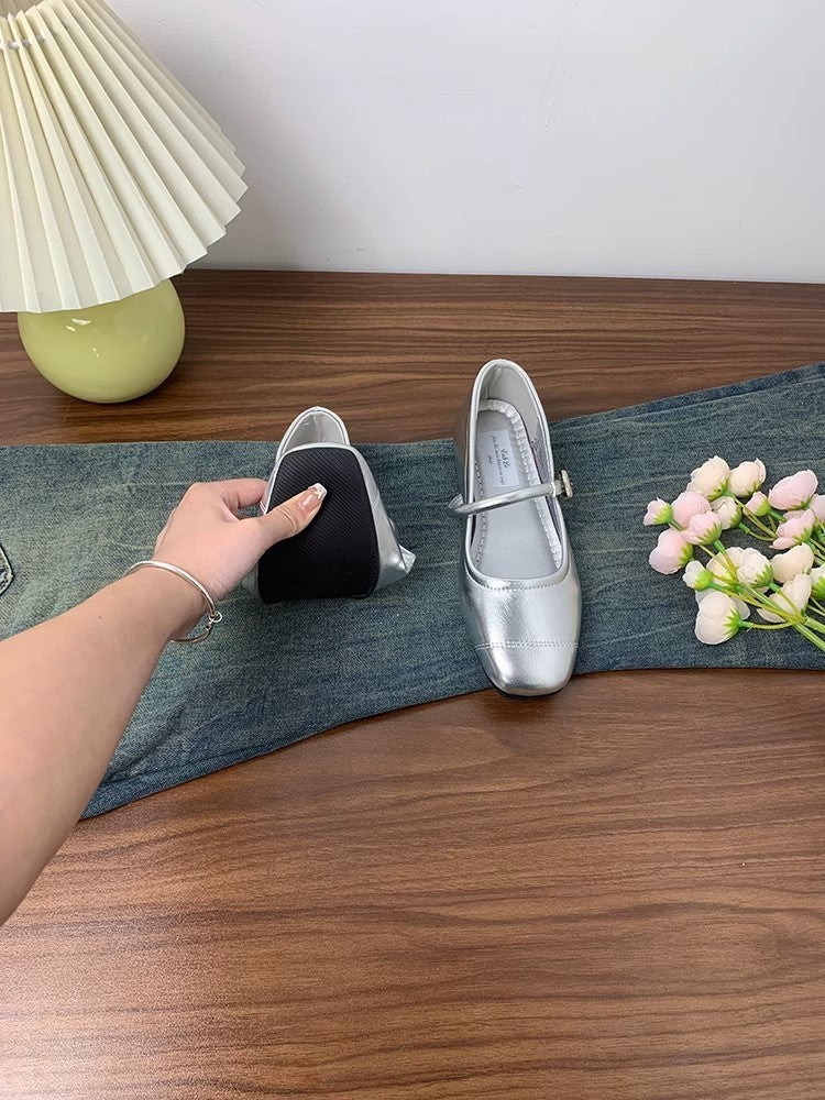Retro Easy Matching Sier Summer French Vintage Women's Shoes