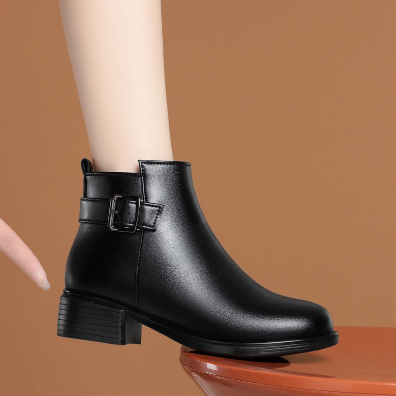 Women's Mom Real Wool Cotton Veet Short Women's Leather Boots