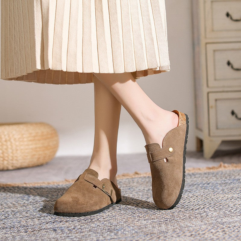 Women's French Style Retro Closed Toe Half Slippers
