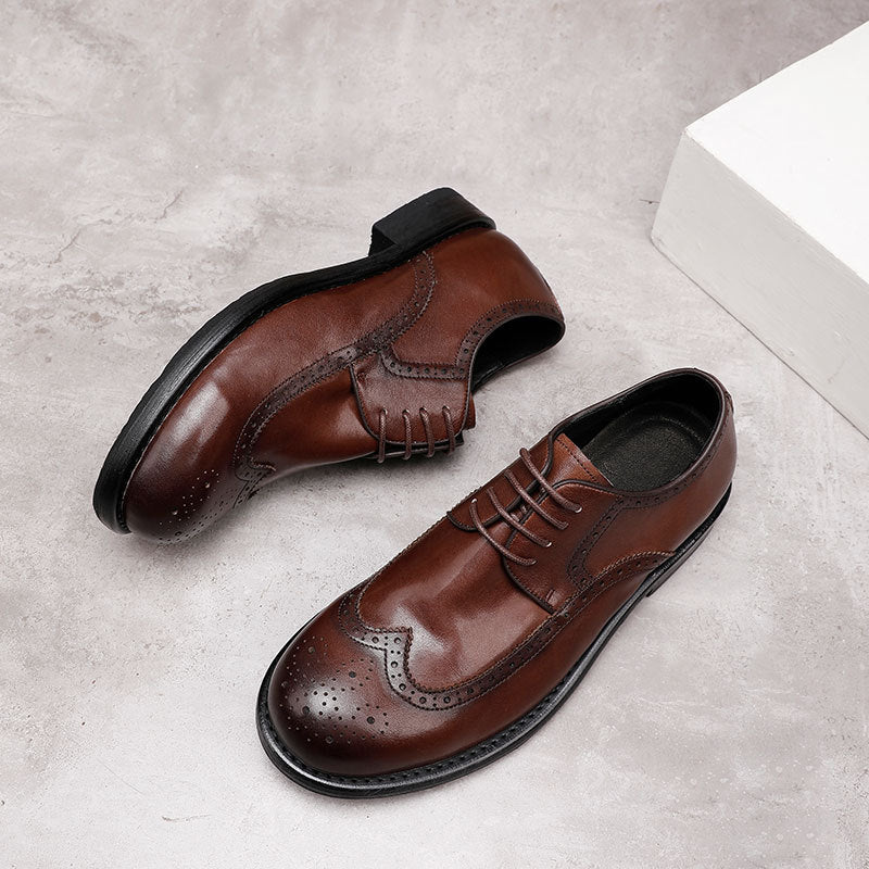Men's Formal Wear Business Big Head Genuine Leather Shoes