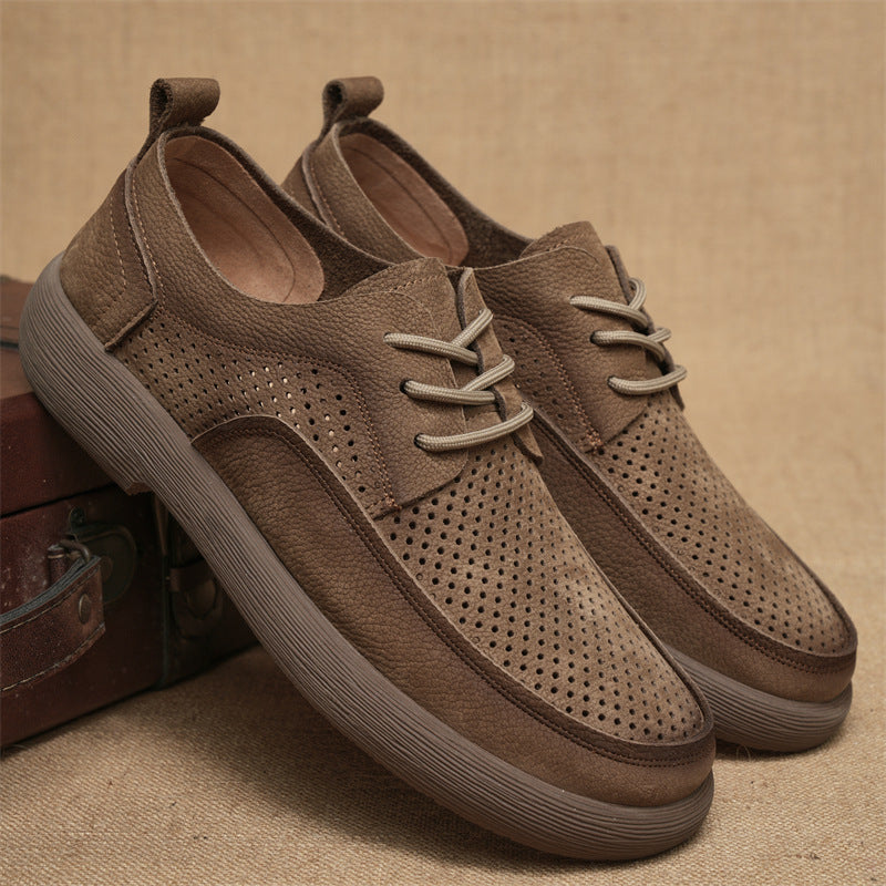 Men's Summer Breathable Vintage Board Mesh Leather Shoes