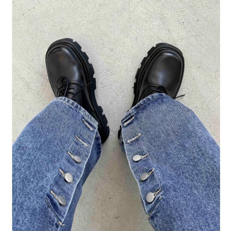 Men's Toe Design Thick Bottom Korean Niche Black Leather Shoes