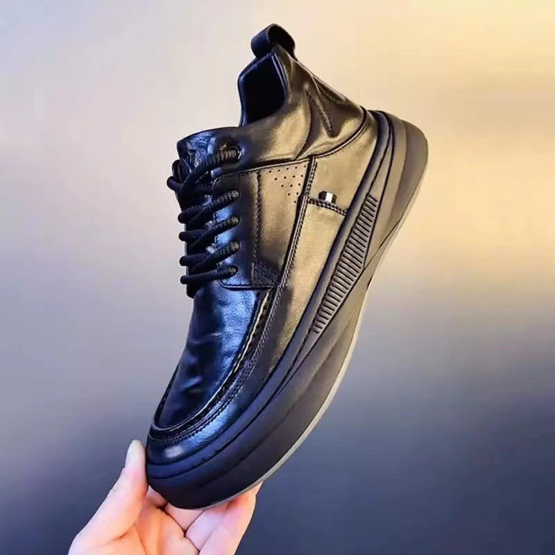 Men's Cowhide Fleece-lined Thick Winter Pure Business Men's Shoes