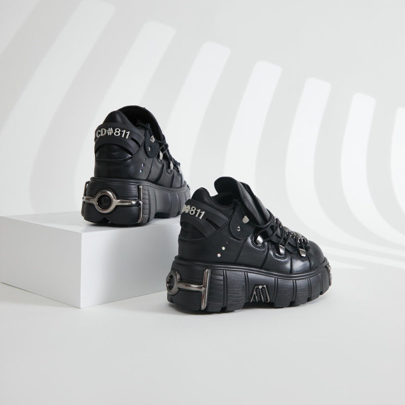 Women's Heavy Metal Platform Punk Dark Motorcycle Boots