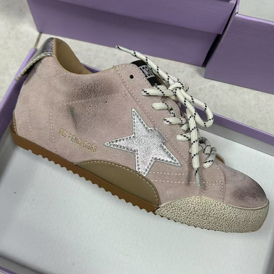 Women's Dirty Color Matching Mandarin Duck Belt Korean Retro German Training Women's Sports Shoes