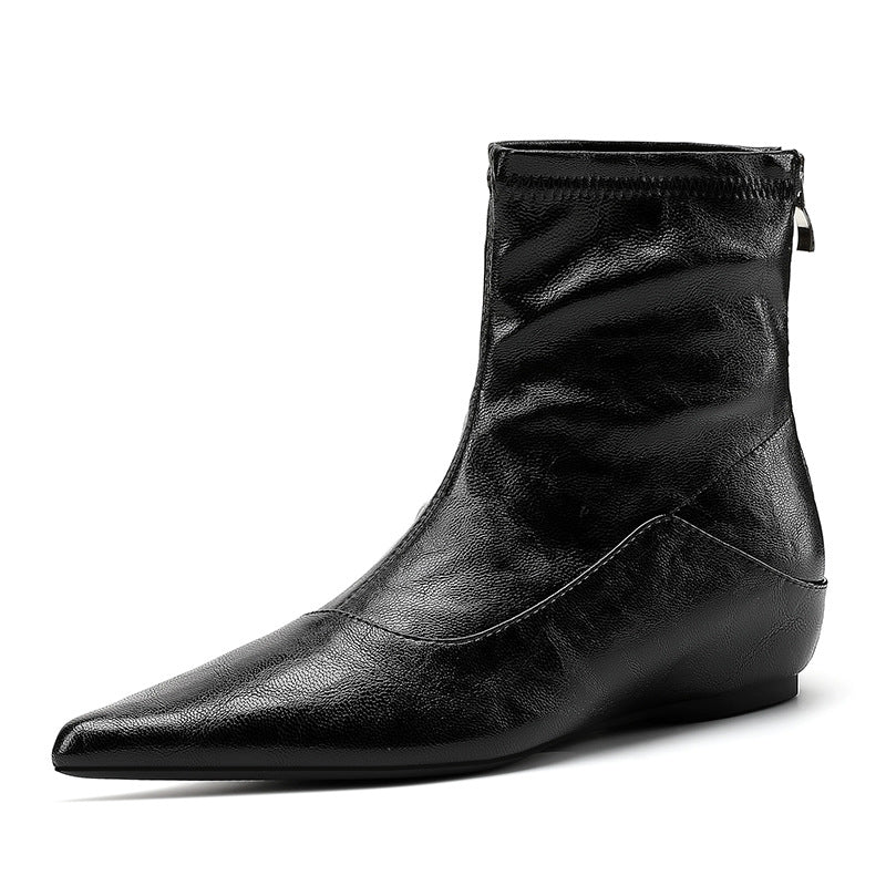 Women's Height Increasing Insole Pointed Toe Fashion French Women's Leather Boots