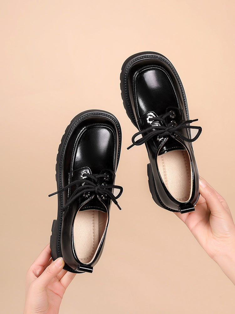 Women's British Muffin Black Platform Retro Large Casual Shoes