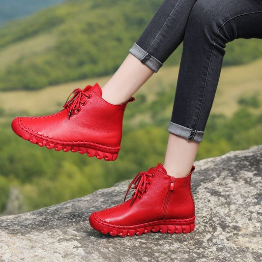 Women's Winter Fleece-lined Genuine Handmade Flat Soft Casual Shoes