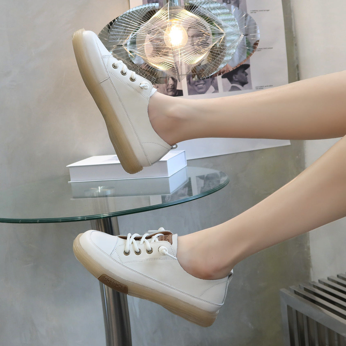Women's Extra Box Soft Bottom Surface Flat Slip-on Lazy Cowhide Women's Casual Shoes