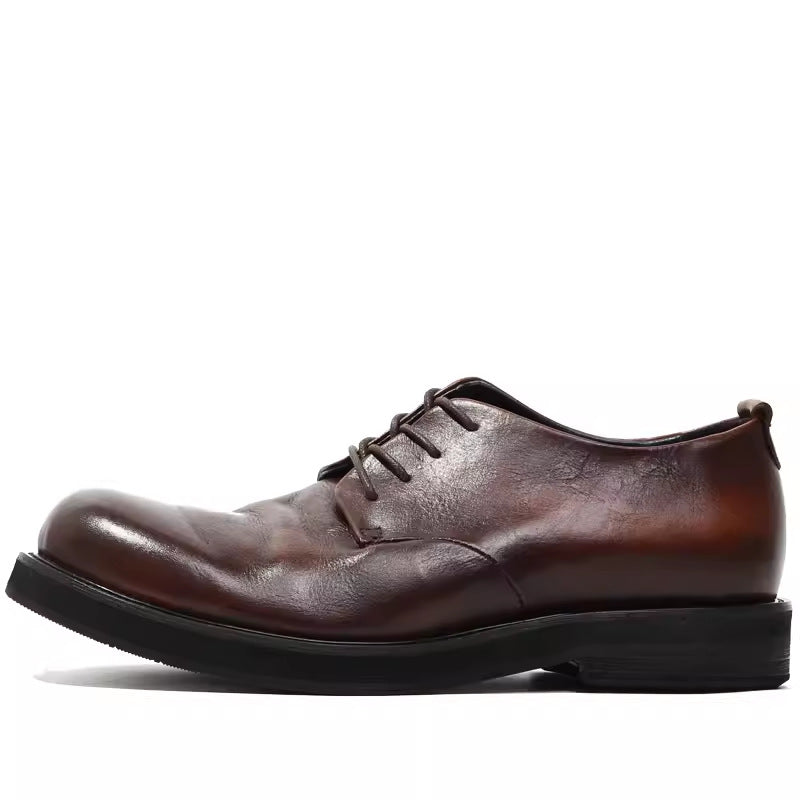 Men's Cowhide Summer Breathable Thick-soled Big Head Men's Casual Leather Shoes