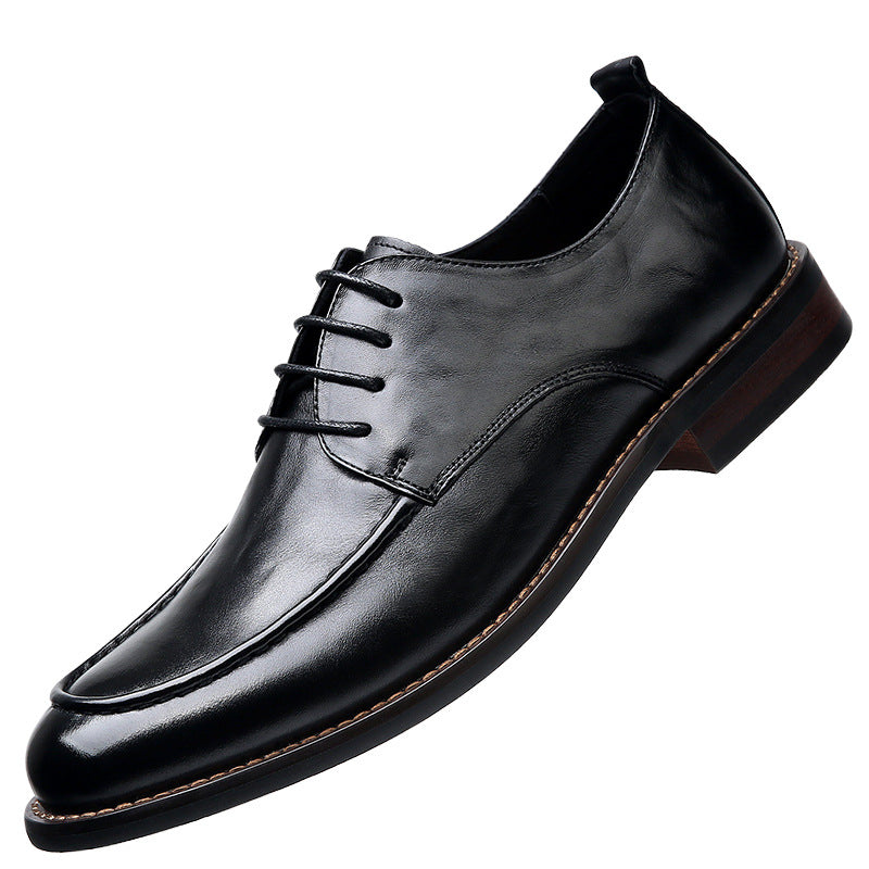 Men's First Layer Calfskin Solid Wood Soft Leather Shoes