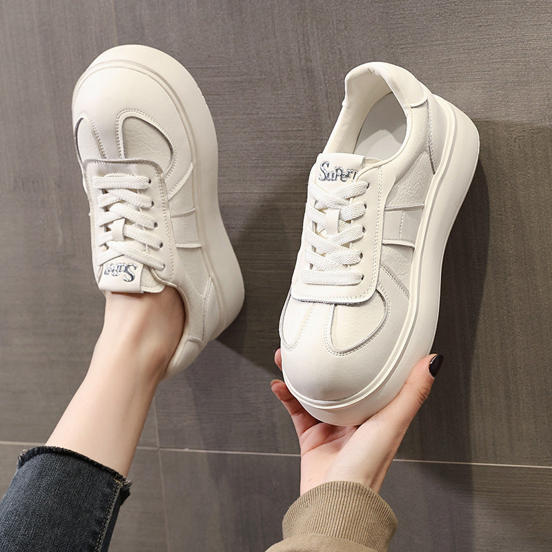 Women's Platform Light White Lace Up Super Hot Sports Casual Shoes