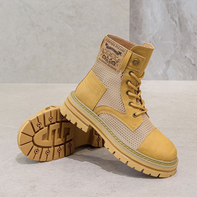 Women's Elevator Mesh Summer Hollow Thin Martin Boots