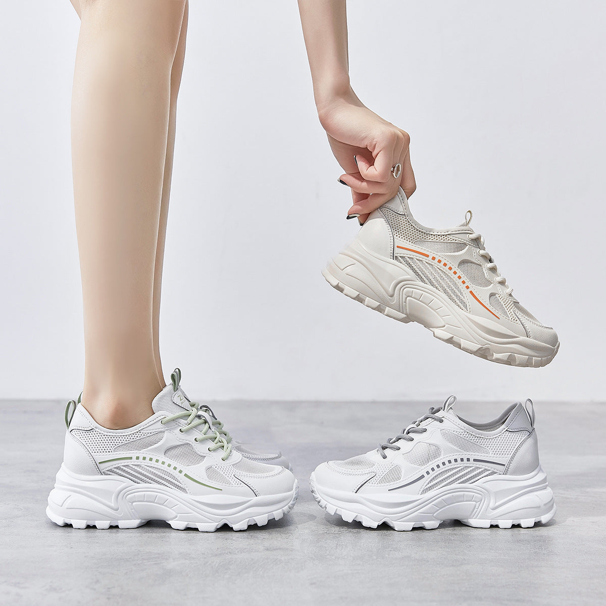 Women's & Men's Dad Sports Preppy Style Net Surface Men's Shoes