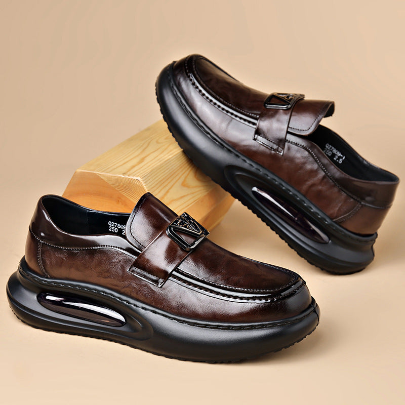 Men's Air Cushion Handmade Genuine Business British Leather Shoes